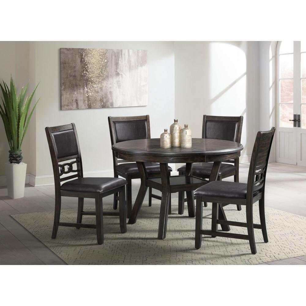 Picket House Furnishings - Taylor Standard Height Faux Leather 5PC Dining Set in Walnut - DAH5055PC veiw 1