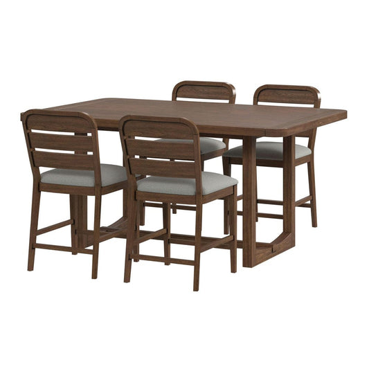 Picket House Furnishings -  Thorin 5PC Counter Height Dining Set in Brown-Table and Four Chairs - D-18900-5-CT-5PC view 1