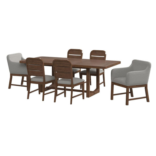Picket House Furnishings -  Thorin 7PC Standard Height Dining Set in Brown-Table, Four Chairs and Two UPH Chairs - D-18900-5-DTAC-7PC view 1