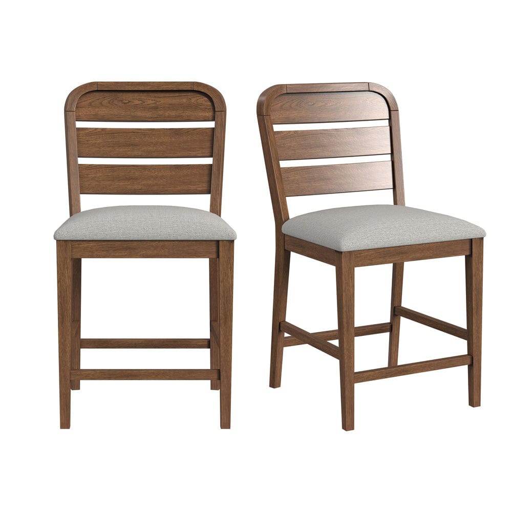 Picket House Furnishings -  Thorin Counter Chair with Light Grey Fabric in Brown Set of 2 - D-18900-5-CSC view 1