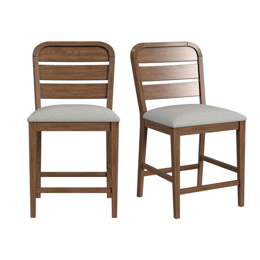 Picket House Furnishings -  Thorin Counter Chair with Light Grey Fabric in Brown Set of 2 - D-18900-5-CSC view 1