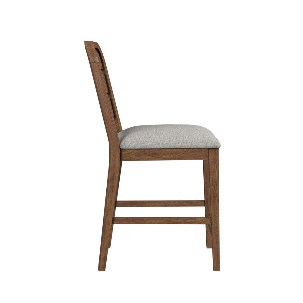 Picket House Furnishings -  Thorin Counter Chair with Light Grey Fabric in Brown Set of 2 - D-18900-5-CSC view 4
