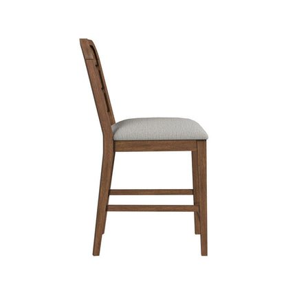 Picket House Furnishings -  Thorin Counter Chair with Light Grey Fabric in Brown Set of 2 - D-18900-5-CSC view 4