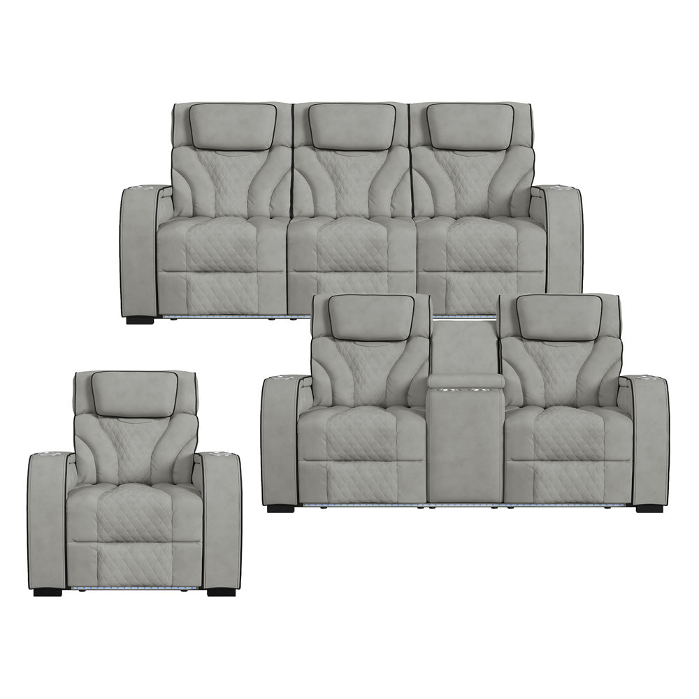 Picket House Furnishings - Tundra 3PC Living Room Set in Simba Taupe and Black Welt-Sofa, Loveseat & Recliner - U-19190-11107-3PC view 1