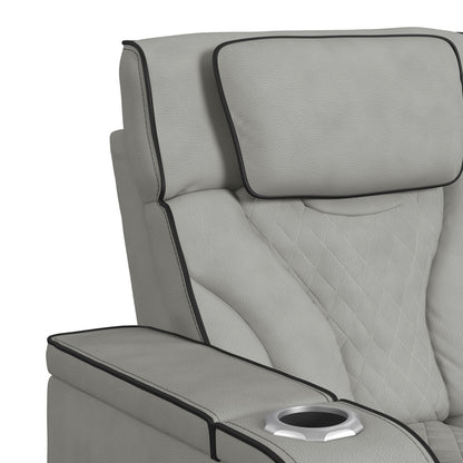 Picket House Furnishings - Tundra Motion Loveseat with Console, and LED in Simba Taupe and Black Welt - U-19190-11107-285 view 5
