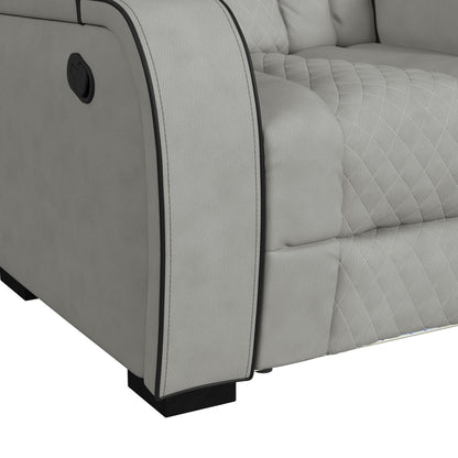 Picket House Furnishings - Tundra Motion Loveseat with Console, and LED in Simba Taupe and Black Welt - U-19190-11107-285 view 8