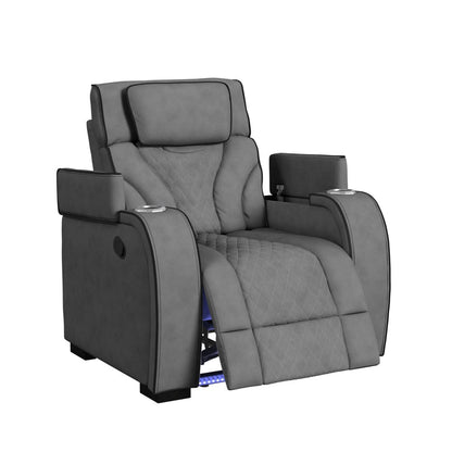 Picket House Furnishings -  Tundra Motion Recliner with LED in Simba Slate and Black Welt - U-19190-11108-105 view 2