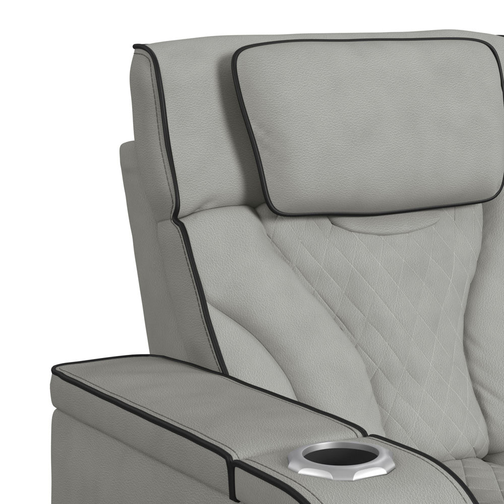 Picket House Furnishings - Tundra  Motion Recliner with LED in Simba Taupe and Black Welt - U-19190-11107-105 view 5