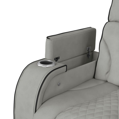 Picket House Furnishings - Tundra  Motion Recliner with LED in Simba Taupe and Black Welt - U-19190-11107-105 view 6