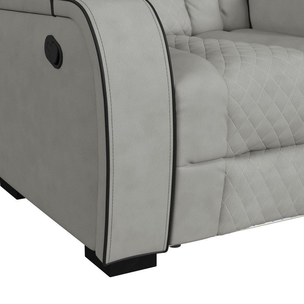 Picket House Furnishings - Tundra  Motion Recliner with LED in Simba Taupe and Black Welt - U-19190-11107-105 view 7