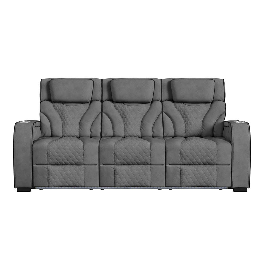Picket House Furnishings -  Tundra Motion Sofa with DDT, Reading Light, Wireless Charger and LED in Simba Slate and Black Welt - U-19190-11108-305 view 3