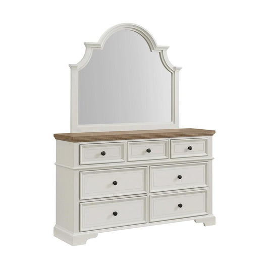 Picket House Furnishings - Ulysses Youth Dresser and Mirror Set in Brown and White - Y-13160-7-DRMR veiw 1