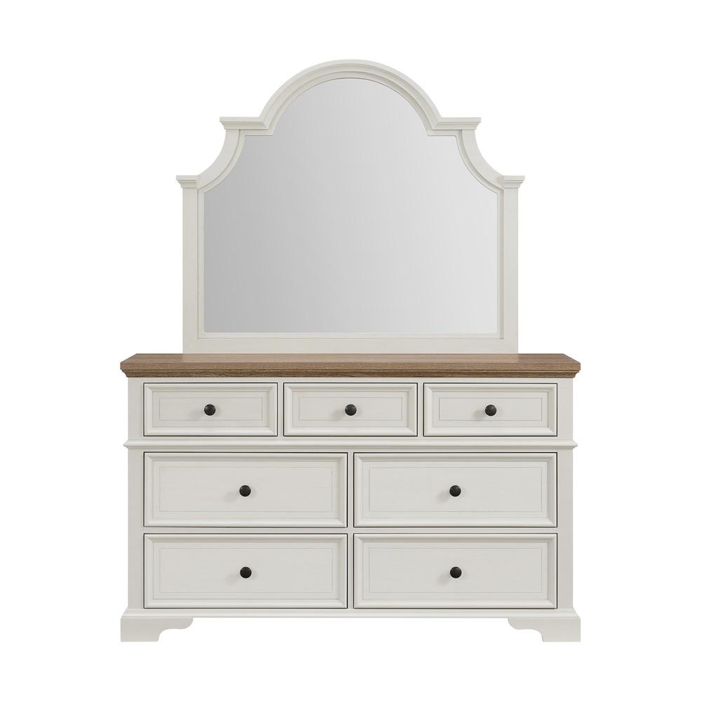 Picket House Furnishings - Ulysses Youth Dresser and Mirror Set in Brown and White - Y-13160-7-DRMR veiw 2