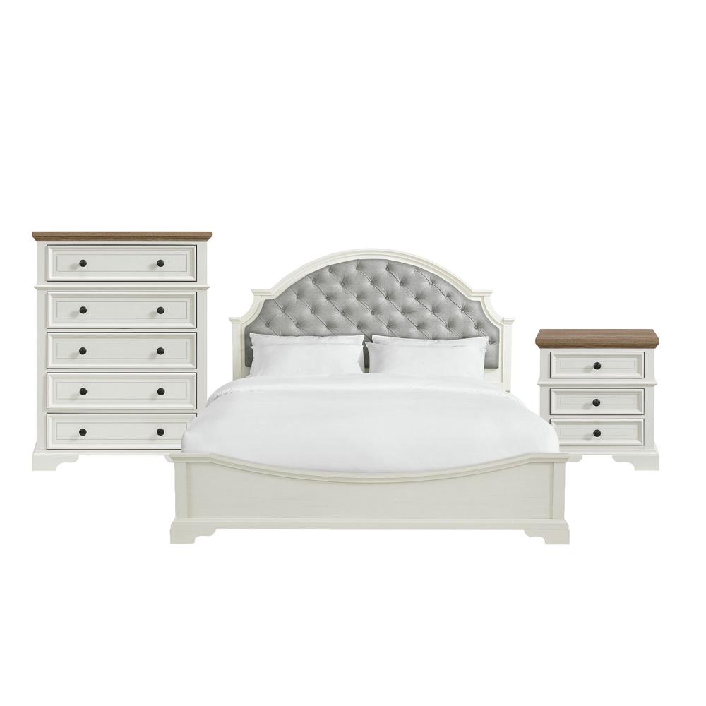 Picket House Furnishings - Ulysses Youth King UPH 3PC Bedroom Set in White - Y-13160-7-KUB-3PC veiw 1