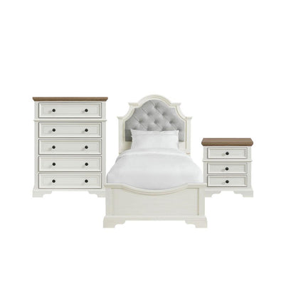 Picket House Furnishings - Ulysses Youth Twin UPH 3PC Bedroom Set in White - Y-13160-7-TUB-3PC veiw 1