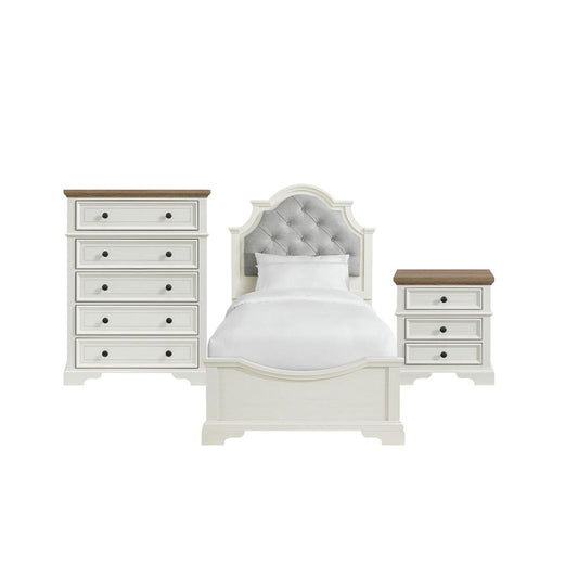 Picket House Furnishings - Ulysses Youth Twin UPH 3PC Bedroom Set in White - Y-13160-7-TUB-3PC veiw 1