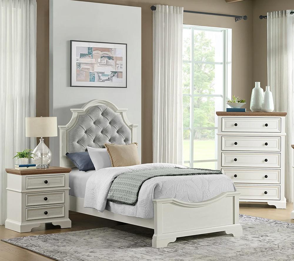 Picket House Furnishings - Ulysses Youth Twin UPH 3PC Bedroom Set in White - Y-13160-7-TUB-3PC veiw 6