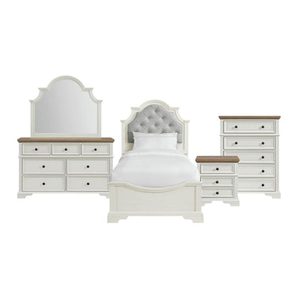 Picket House Furnishings - Ulysses Youth Twin UPH 5PC Bedroom Set in White - Y-13160-7-TUB-5PC veiw 1
