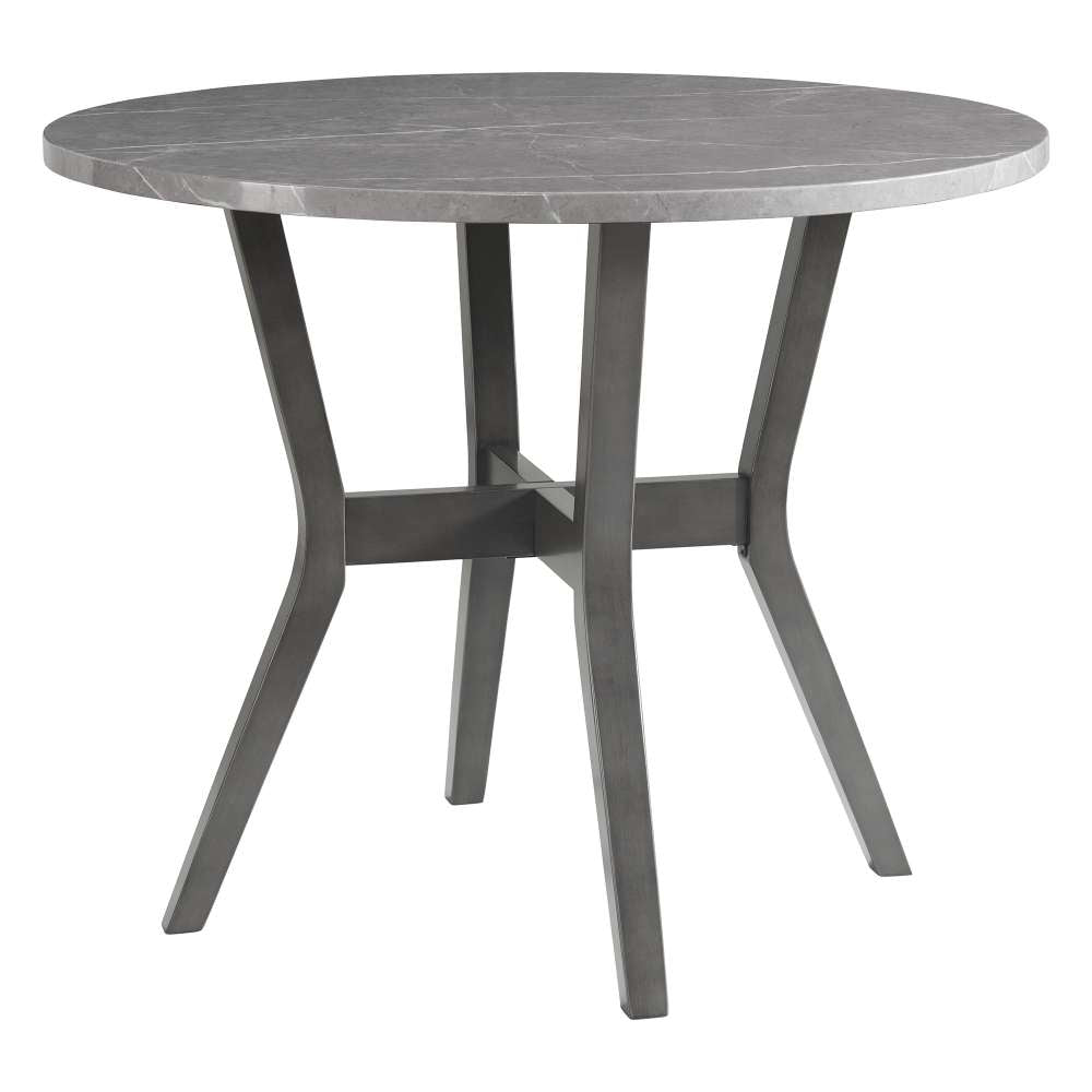 Picket House Furnishings - Vania 5PC Round Counter Set With Faux Marble Top in Brushed Grey - D-2950-3-5CS veiw 2