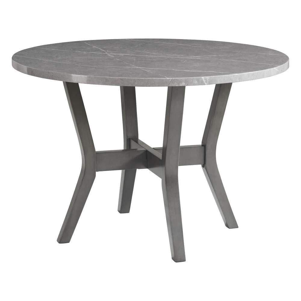 Picket House Furnishings - Vania 5PC Round Dining Set With Faux Marble Top in Brushed Grey - D-2950-3-5DS veiw 2