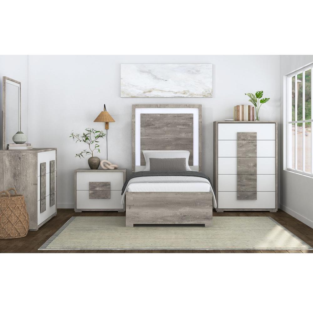 Picket House Furnishings - Vega Twin 5PC Bedroom Set with LED in Dual Tone - B-16010-7-TBL-5PC veiw 1