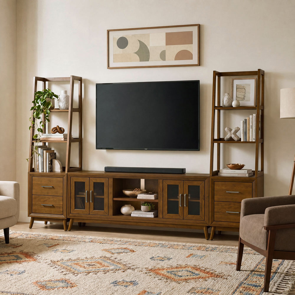 Picket House Furnishings - Veronica 5PC Entertainment Unit With 70" TV Console in Walnut - LA-16550-5-TV2-5PC view 9