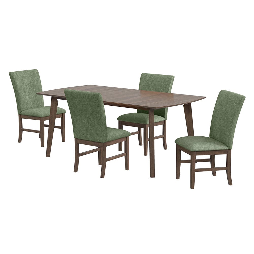 Picket House Furnishings -  Veronica 5PC Standard Height Dining Set in Walnut-Rectangular Table and Four Avocado Fabric Chairs - D-16550-5-DT1-SCA-5PC view 1