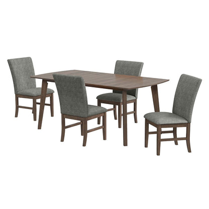 Picket House Furnishings -  Veronica 5PC Standard Height Dining Set in Walnut-Rectangular Table and Four Dark Grey Fabric Chairs - D-16550-5-DT1-SCS-5PC view 1