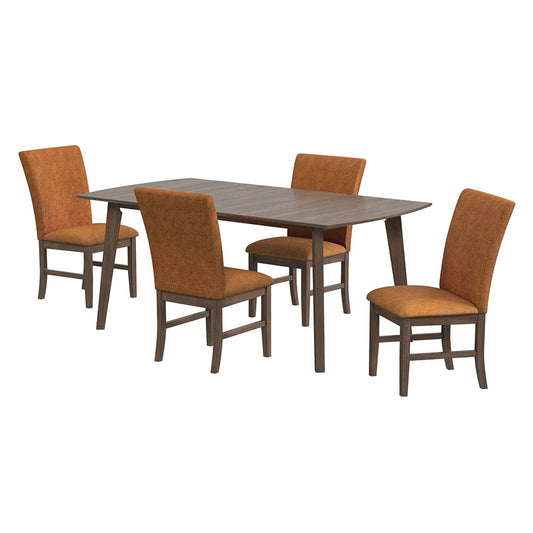 Picket House Furnishings -  Veronica 5PC Standard Height Dining Set in Walnut-Rectangular Table and Four Orange Fabric Chairs - D-16550-5-DT1-SCR-5PC view 1