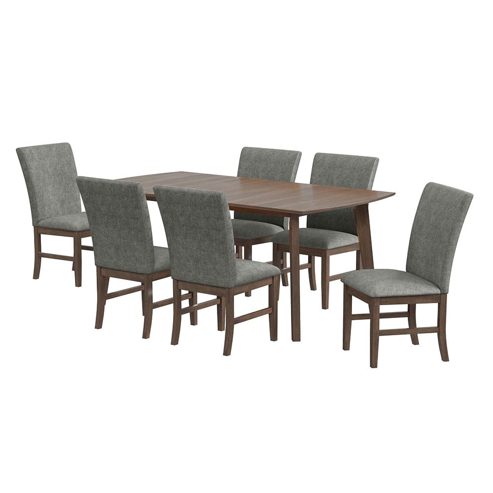 Picket House Furnishings -  Veronica 7PC Standard Height Dining Set in Walnut-Rectangular Table and Six Dark Grey Fabric Chairs - D-16550-5-DT1-SCS-7PC view 1