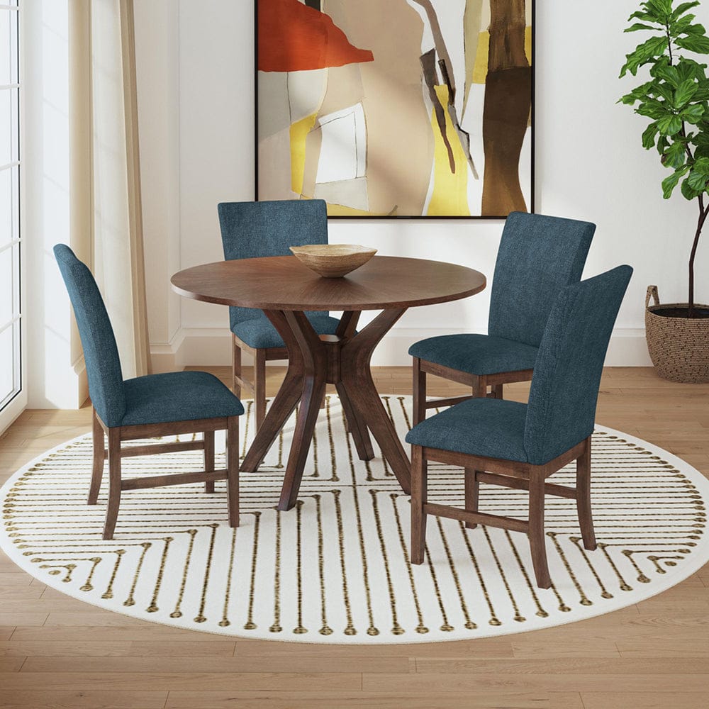 Picket House Furnishings -  Veronica Dining Side Chair with Denim Blue Fabric in Walnut Set of 2 - D-16550-5-SCB view 8