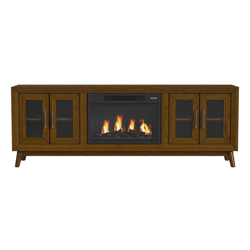 Picket House Furnishings - Veronica KIT - 70" TV Console in Walnut w/23" Fireplace Insert - LA-16550-5-TV2FPK view 2