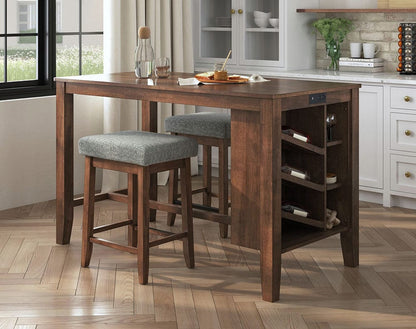 Picket House Furnishings -  Veronica Kitchen Island & 2 Counter Stools with Dark Grey Fabric in Walnut - D-16550-5-KI view 8