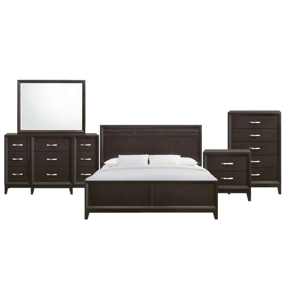 Picket House Furnishings - Warren King Panel 5PC Bedroom Set in Merlot - B-1140-K5PC veiw 1
