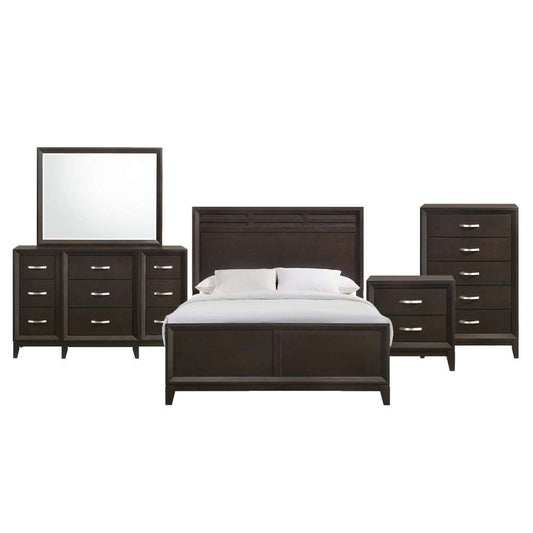 Picket House Furnishings - Warren Queen Panel 5PC Bedroom Set in Merlot - B-1140-Q5PC veiw 1