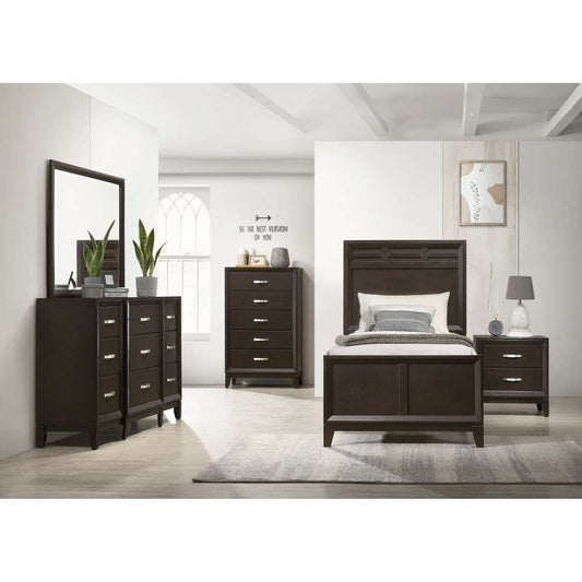 Picket House Furnishings - Warren Twin Panel 5PC Bedroom Set in Merlot - B-1140-T5PC veiw 1