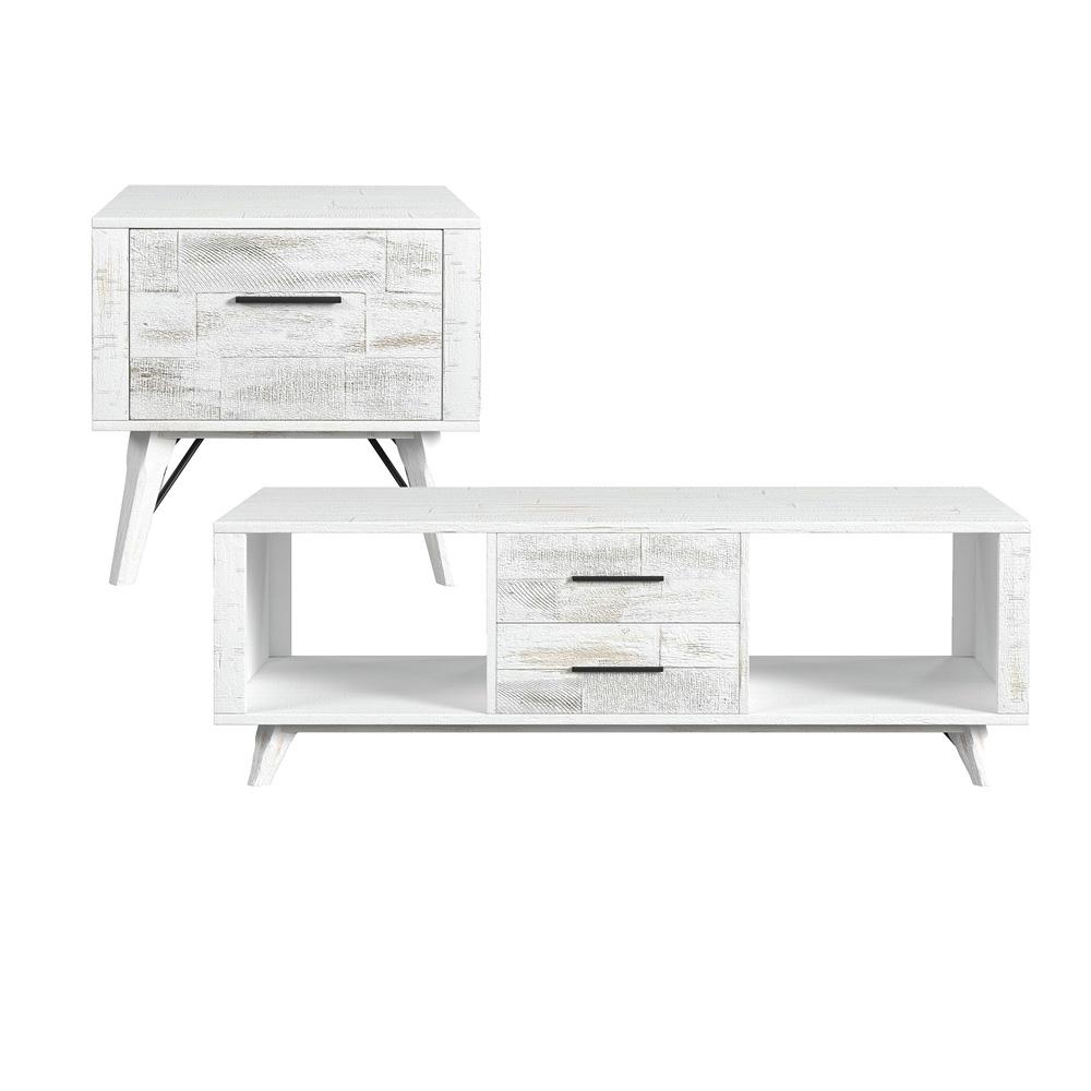 Picket House Furnishings - Westwood 2PC Occasional Table Set in Rustic White-Coffee Table & End Table - T-12850-7-2PC veiw 1