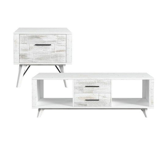 Picket House Furnishings - Westwood 2PC Occasional Table Set in Rustic White-Coffee Table & End Table - T-12850-7-2PC veiw 1