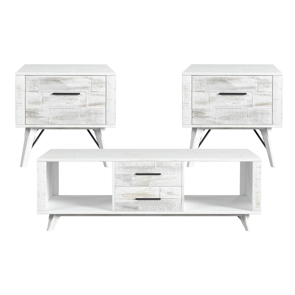 Picket House Furnishings - Westwood 3PC Occasional Table Set in Rustic White-Coffee Table & Two End Table - T-12850-7-3PC veiw 1