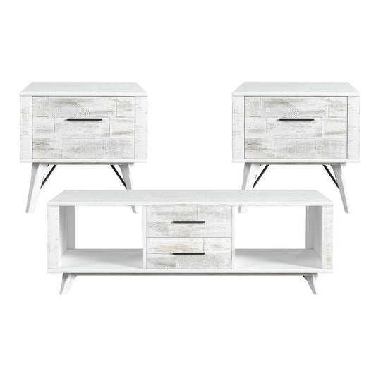 Picket House Furnishings - Westwood 3PC Occasional Table Set in Rustic White-Coffee Table & Two End Table - T-12850-7-3PC veiw 1