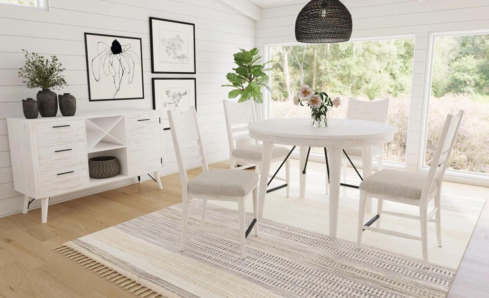 Picket House Furnishings - Westwood 5PC Counter Height Dining Set in Rustic White-Round Table and Four Chairs - D-12850-7-RCT-5PC veiw 4
