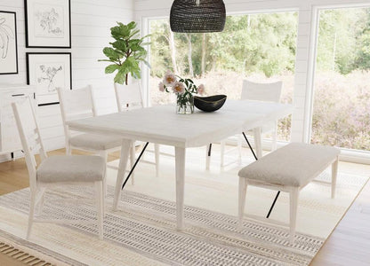 Picket House Furnishings - Westwood 6PC Standard Height Dining Set in Rustic White-Table, Four Chairs & Bench - D-12850-7-DT-6PC veiw 1