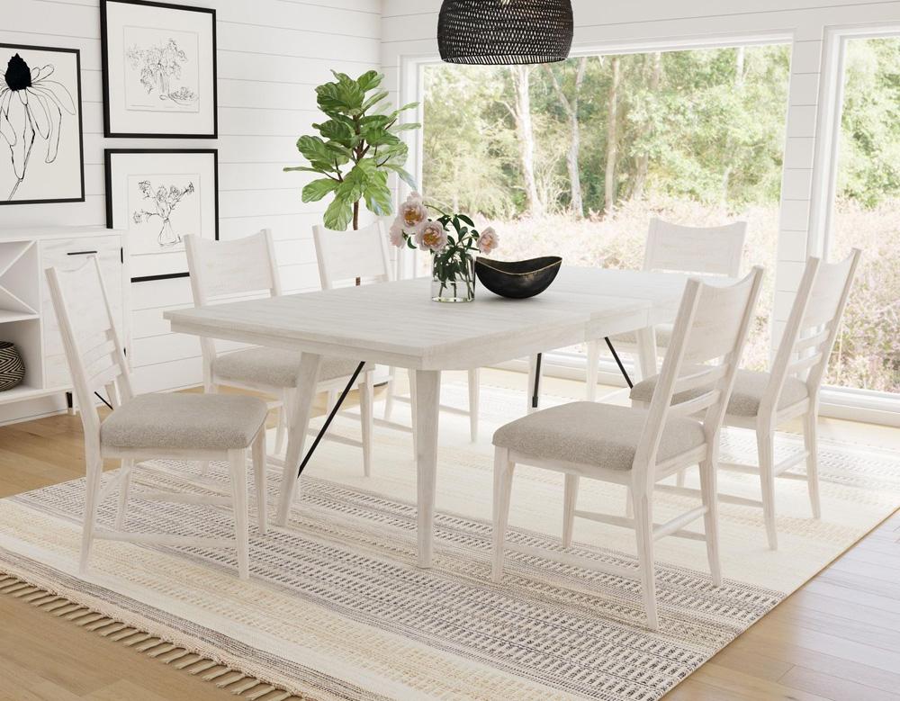 Picket House Furnishings - Westwood 7PC Standard Height Dining Set in Rustic White-Table and Six Chairs - D-12850-7-DT-7PC veiw 1