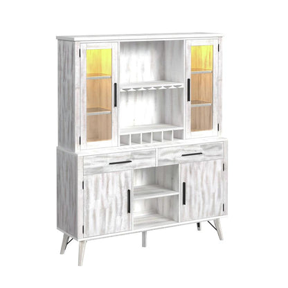 Picket House Furnishings - Westwood Buffet & Hutch with LED in Rustic White - D-12850-7-BFHT veiw 1