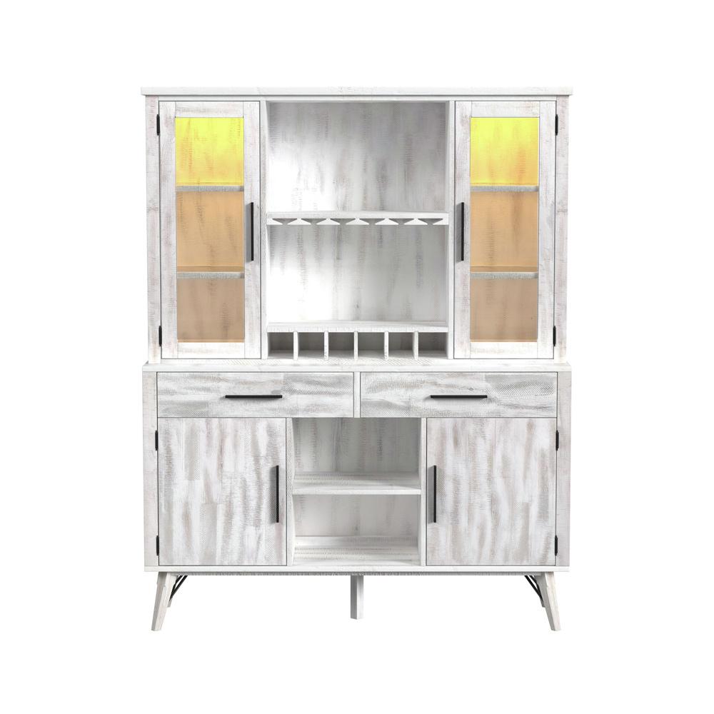 Picket House Furnishings - Westwood Buffet & Hutch with LED in Rustic White - D-12850-7-BFHT veiw 2