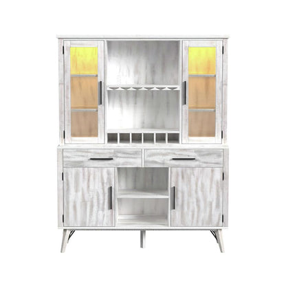 Picket House Furnishings - Westwood Buffet & Hutch with LED in Rustic White - D-12850-7-BFHT veiw 2