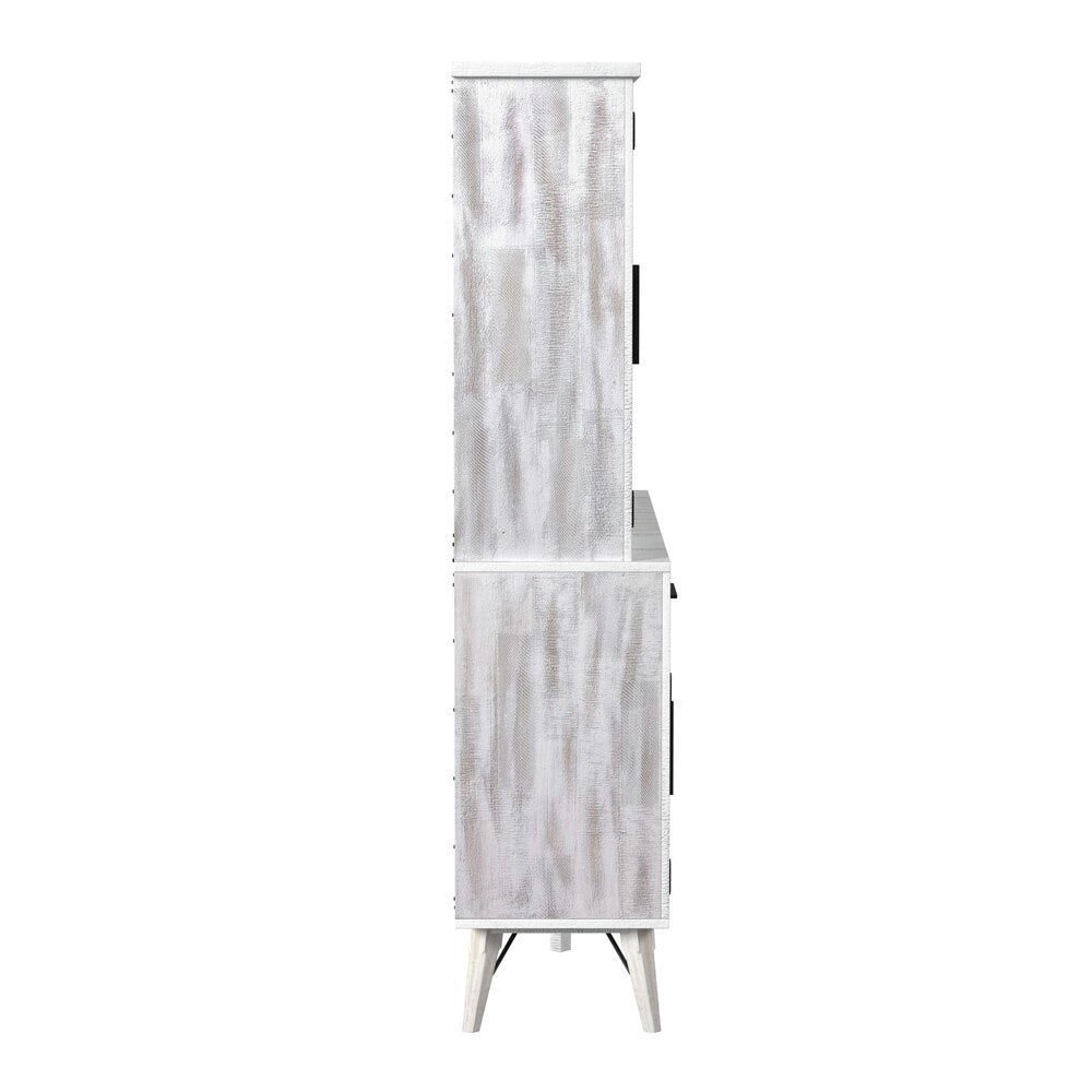 Picket House Furnishings - Westwood Buffet & Hutch with LED in Rustic White - D-12850-7-BFHT veiw 3
