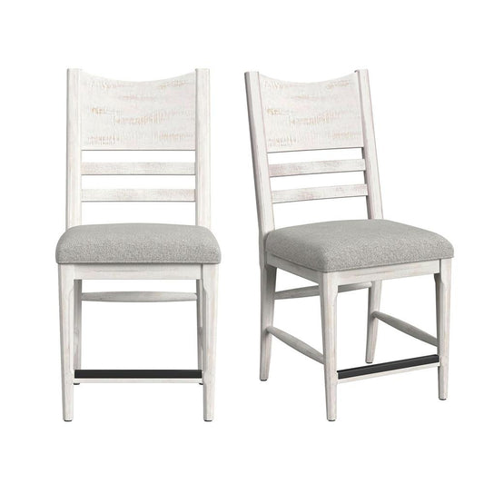 Picket House Furnishings - Westwood Counter Side Chair with Grey Fabric in Rustic White (2 Per Carton) - D-12850-7-CSC veiw 1