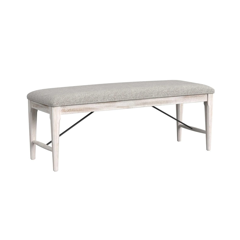 Picket House Furnishings - Westwood Dining Bench with Grey Fabric in Rustic White - D-12850-7-BN veiw 1