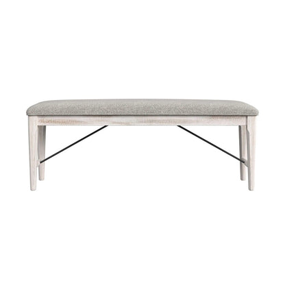 Picket House Furnishings - Westwood Dining Bench with Grey Fabric in Rustic White - D-12850-7-BN veiw 2